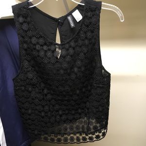 Black Patterned Crop Top